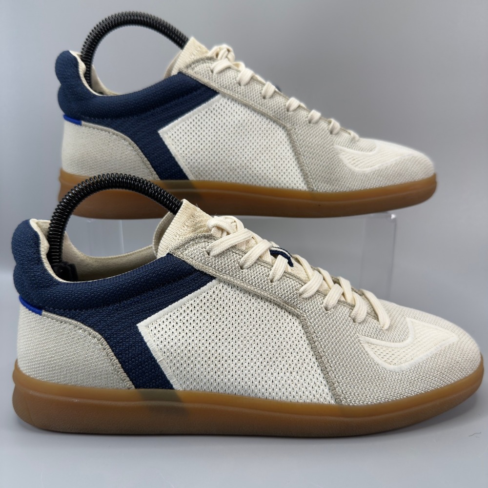 Rothys‎ RS01 Mens 7 Casual Sneaker Hudson White Bone Blue Gum Low Lace Up Shoes